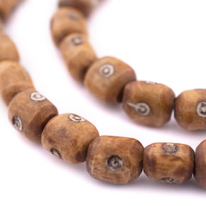 50 Carved Eye Kenya Brown Bone Beads Small: Tribal Bone Beads Bone Cylinder Beads Kenya Trade Beads African Carved Bone Large Kenya Beads