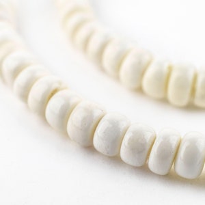 105 Disk White Bone Beads 6mm: Recycled Bone Beads 6mm Bone Beads Bone Disk Beads Bone Donut Beads Bone Rondelle Beads Bone Spacer Beads