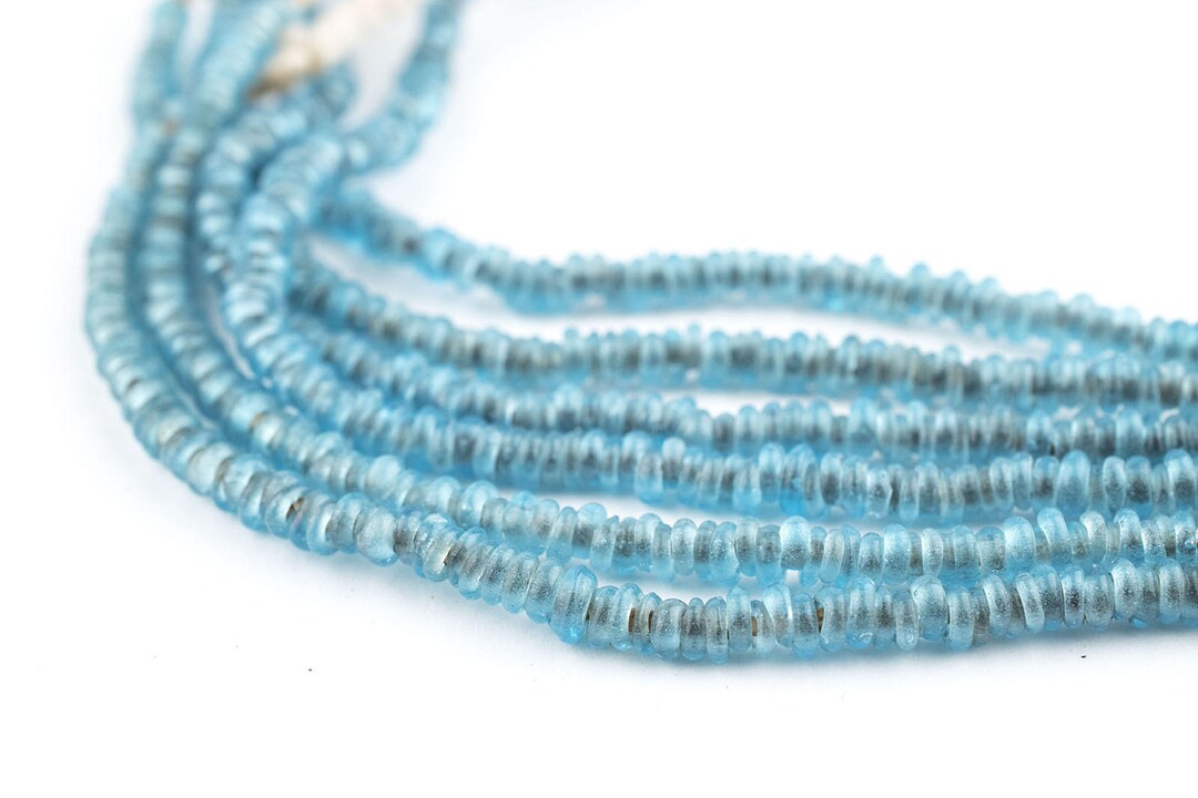 500 Translucent Blue Java Glass Heishi Beads: Java Seed Beads Matte ...