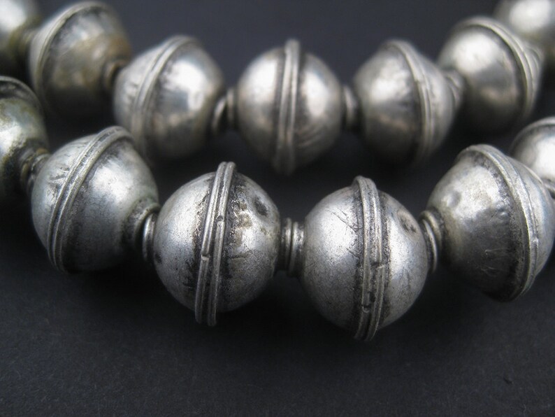 Made in Morocco * BRB-BIC-SLV-101 48 Berber Silver Bicone Beads 12x14mm African Silver Beads