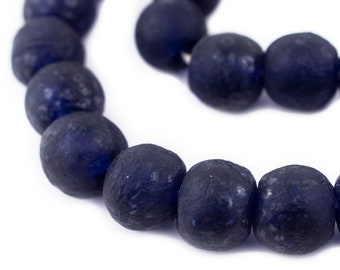 30 Jumbo Cobalt Blue Recycled Glass Beads 23mm: Coffee Table Beads Farmhouse Beads Ghana Krobo Beads Jumbo Glass Beads Glass Round Beads