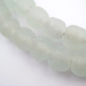 50 Clear Aqua Recycled Glass Beads 11mm - African Glass Beads - Fair Trade - Sea Glass Necklace Jewelry - Made in Ghana (RCY-RND-BLU-760)