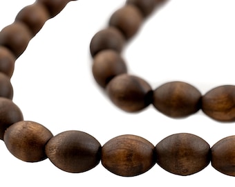 59 Vintage-Style Oval Olive Wood Beads from Bethlehem 10x8mm: Palestinian Beads Holy Land Rosary Handmade Wood Beads Wood Oval Beads