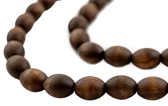 59 Vintage-Style Oval Olive Wood Beads from Bethlehem 10x8mm: Palestinian Beads Holy Land Rosary Handmade Wood Beads Wood Oval Beads