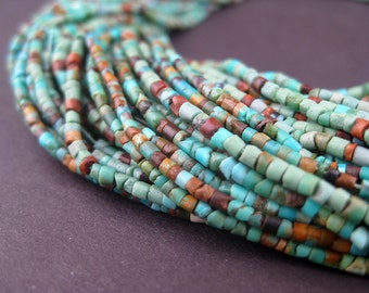 185 Tiny Turquoise Heishi Beads - Gemstone Beads - Turquoise Beads - Jewelry Making Supplies - Made in Afghanistan ** (TRQ-HSHI-120)