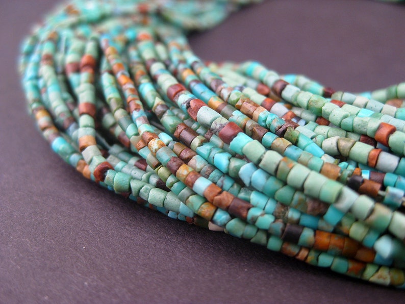 185 Tiny Turquoise Heishi Beads Gemstone Beads Turquoise Beads Jewelry Making Supplies Made in Afghanistan TRQ-HSHI-120 image 1