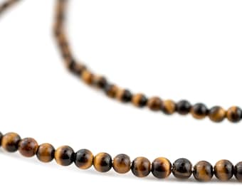 Natural Tiger Eye Gemstone Beads: Round 3mm Brown Stone