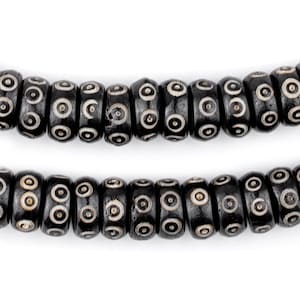 Schwarz Rustikal Knochen Mala Perlen 8 Mm Nepal Rund Großes Loch 28
