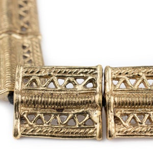 14 Criss-Cross Pattern Rectangular Baule Brass Beads 30x25mm: Brass Baule Beads Baoule Beads Tribal Brass Beads Ethnic Brass Beads