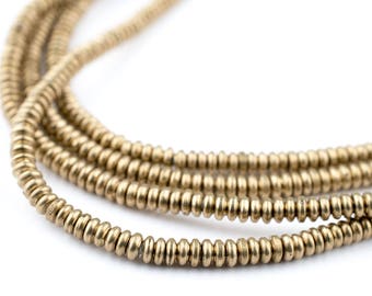 480 Brass Heishi Beads: Ethnic Metal Beads Metal Spacer Beads Rustic Brass Beads 3mm Brass Beads Heishi Shaped Beads (MET-HSH-BRS-523)
