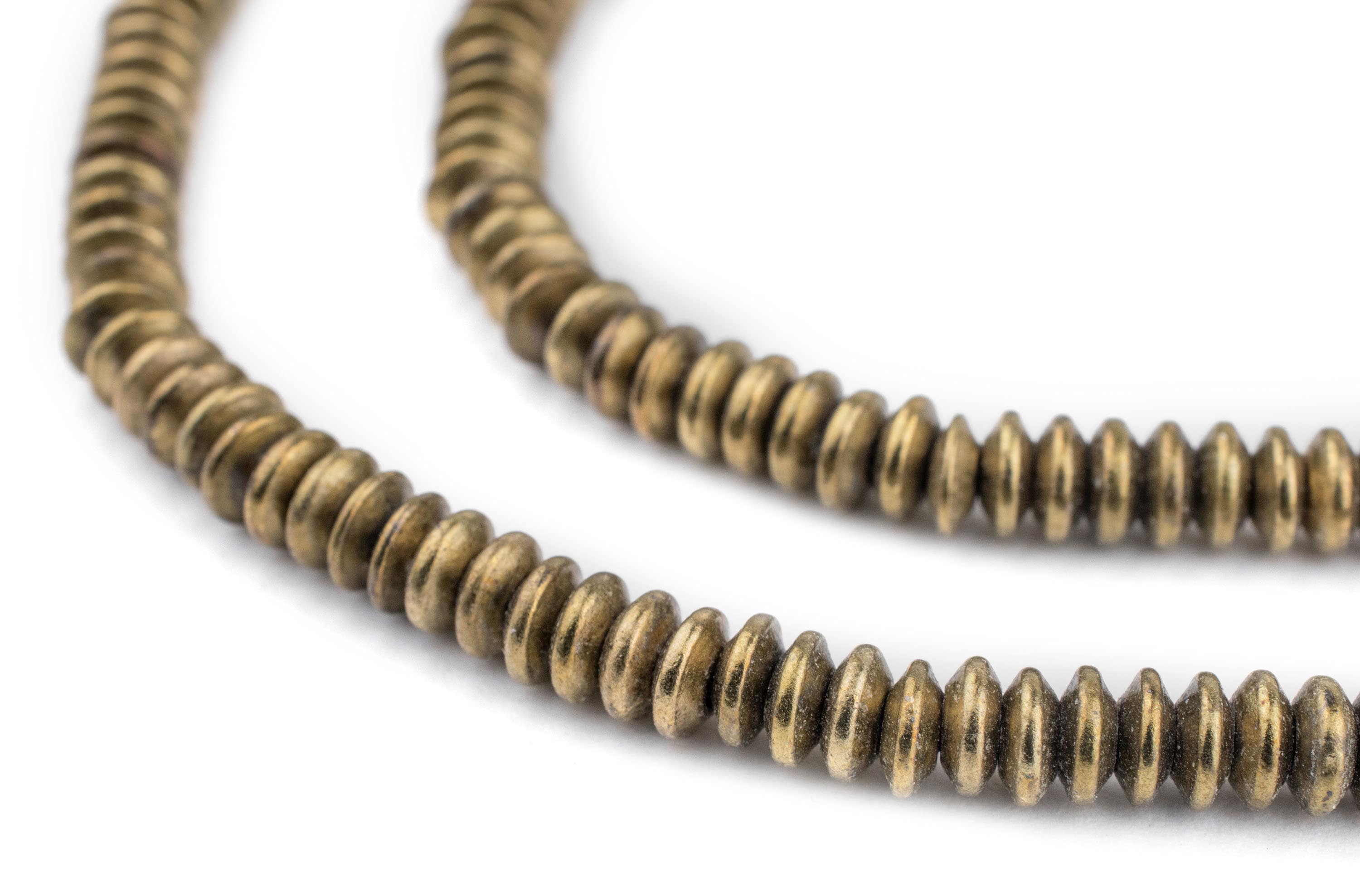 220 Brass Saucer Beads: Ethnic Metal Beads Metal Spacer Beads Boho Brass Beads 5mm Brass Beads Saucer Shaped Beads (MET-SCR-BRS-582)