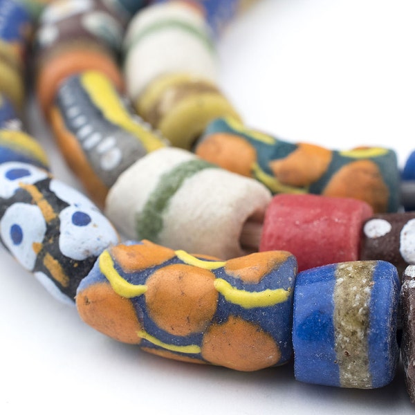 52 Krobo Tribal Beads - African Powder Glass Beads Ghana (KRB-MIX-MIX-249)