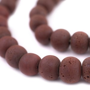 65 Brick Red Ancient Style Java Glass Beads 11mm: Etched Glass Beads Primitive Beads Matte Glass Beads Red Glass Beads Glass Round Beads