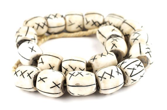 Rustic Bone Beads. African 2mm Hole Bone Beads. AB-9 