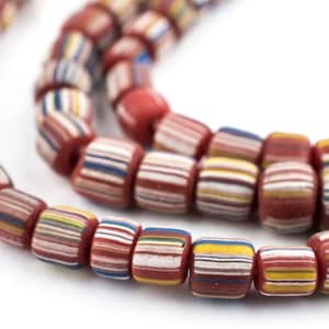 115 Java Glass Beads - Gooseberry Beads - Jewelry Making Supplies - Made in Indonesia ** (JVA-CYL-RED-301)
