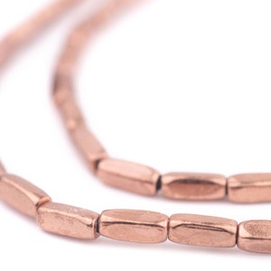 76 Copper Faceted Rectangle Beads 8x3mm: Ethnic Metal Beads Metal Spacer Beads 3mm Copper Beads Rectangular Copper Tiny Copper Beads