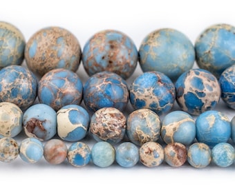Carolina Blue Sea Sediment Jasper Beads: Round Gemstone Regalite Wholesale 4mm 6mm 8mm 10mm Genuine Natural Stone Healing Imperial Strand
