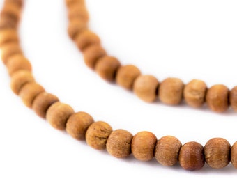 150 Natural Sandalwood Beads 3-4mm: Fragrant Round Wood Beads Handcrafted in Nepal, Great for Meditation and Spiritual Use, Organic Beads