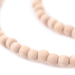 90 Unwaxed Round Rosewood Beads 5mm: Natural Pink Wooden Beads, Great for Essential Oils, Full Strand, Ships from USA!