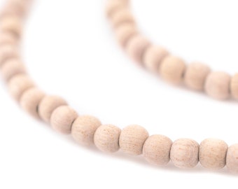 90 Unwaxed Round Rosewood Beads 5mm: Natural Pink Wooden Beads, Great for Essential Oils, Full Strand, Ships from USA!
