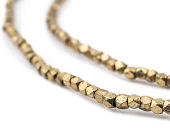 240 Brass Tiny Faceted Diamond Cut Beads: 2mm Cornerless Cubes Faceted Shaped Beads Boho Brass Spacer Beads Brass Faceted Cube Beads