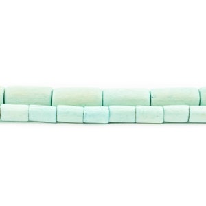 Pistachio Green Tube Natural Wood Beads: 7x5mm 15x8mm Organic Cylindrical Waxed Painted Wooden Spacer Accent Beads for DIY Jewelry Designers