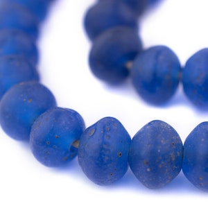 52 Cobalt Blue Ancient Style Bicone Java Glass Beads 15mm: Ancient Style Beads Indonesian Beads Primitive Beads Bicone Shaped Beads