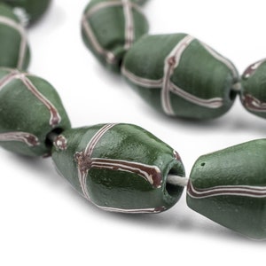 20 Dark Green Java French Cross Beads: Bicone Shaped Beads Handmade Glass Beads Green Glass Beads 14mm Glass Beads Large Hole Beads