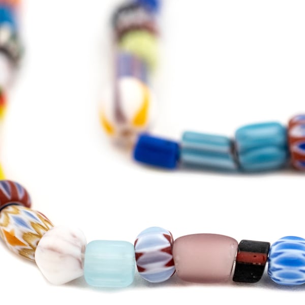 105 Matte Mixed Chevron Beads 4-6mm: Colorful Glass Beads Inspired by Venetian African Trade Beads, High Quality Glass Beads, Sold by Strand