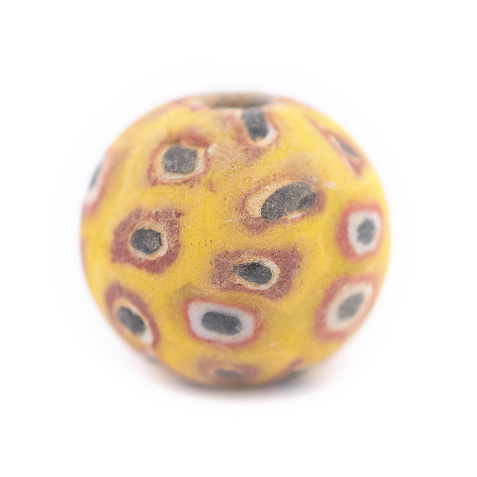 Yellow Mosaic Jatim Java Bead Single Bead, 20mm: Handmade