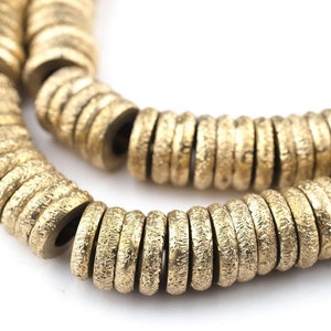 95 Brass Donut Beads 10mm: Metal Spacer Beads Ethnic Metal Beads Big Brass Beads 10mm Brass Beads Brass Ring Beads Large Brass Beads