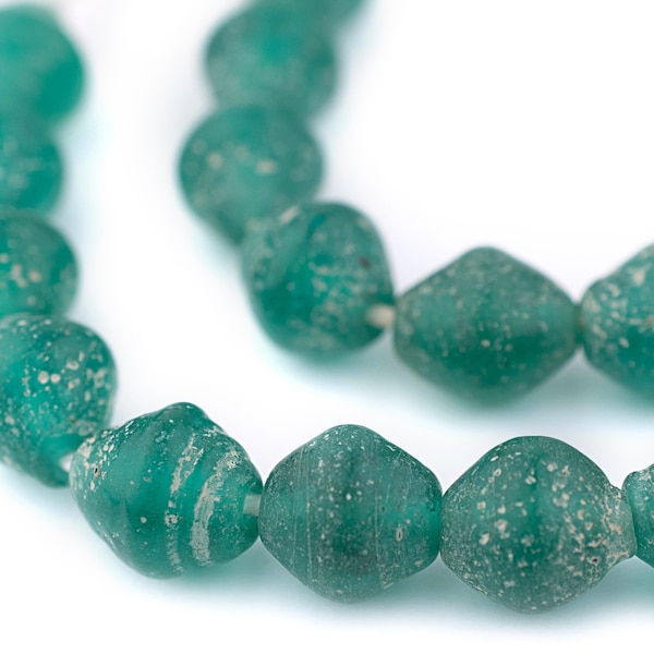 52 perles toupies en verre de Java, style ancien, 15 mm : perles primitives, perles indonésiennes, perles de verre texturées, perles en forme de toupie, perles faites main