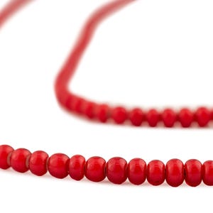 170+ Red White Heart Beads - African Glass Beads - Ghana Glass Beads - White Heart Beads - Seed Glass Beads (WHT-RED-SMALL-210)