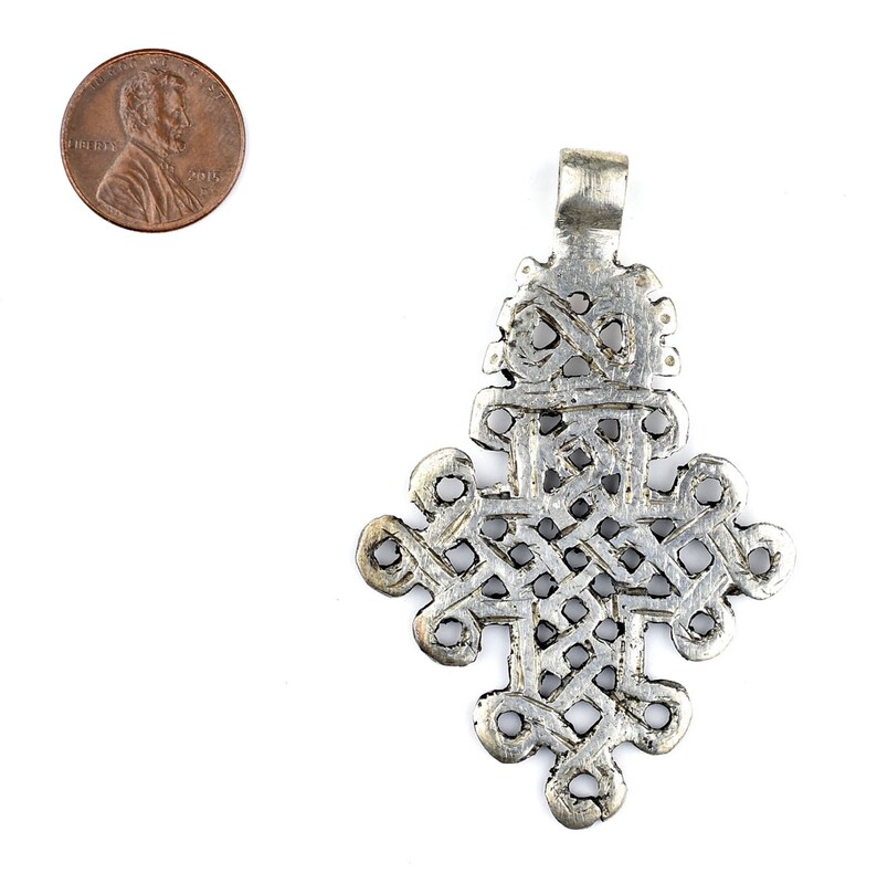 Pendant Axum Traditional White Metal African Finding Necklace Jewelry Orthodox Silver Ethiopian Coptic Cross PND-CSL-644