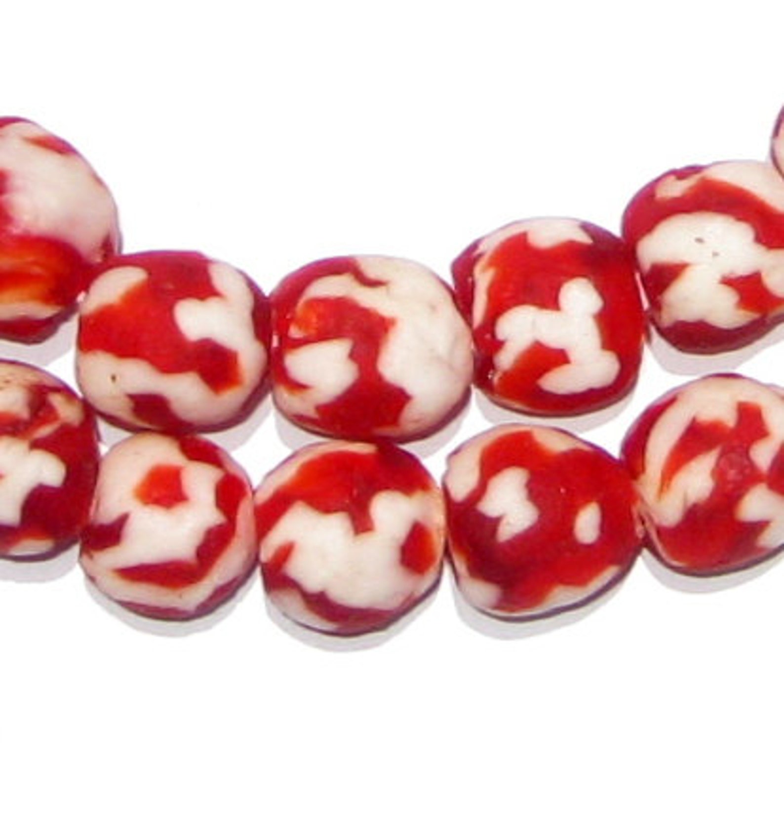 45 Red Glass Beads Recycled Glass Beads 14mm African Beads Etsy