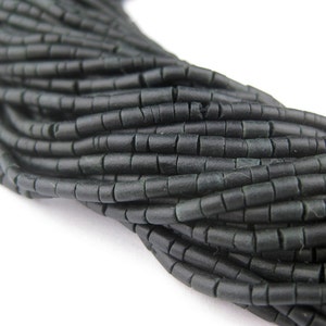 140 Afghani Jade Tiny Heishi Beads - Black Jade Gemstone Beads - Jewelry Making Supplies - Made in Afghanistan ** (JAD-HSHI-BLK-104)