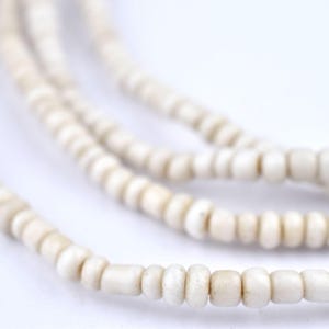 250 Vintage White Nigerian Glass Beads: African Seed Beads African Necklace Glass Bead Necklace Raffia Necklace 3mm  Beads (GHN-SED-WHT-153)