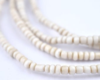 250 cuentas de vidrio nigeriano blanco vintage: cuentas africanas de semillas, hilo de vidrio africano, collar de rafia de 3 mm (GHN-SED-WHT-153)
