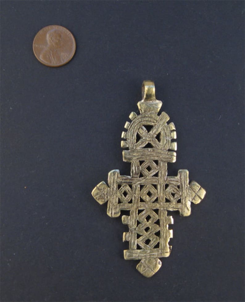 Ethiopian Coptic Cross Large African Brass Pendant Jewelry Etsy