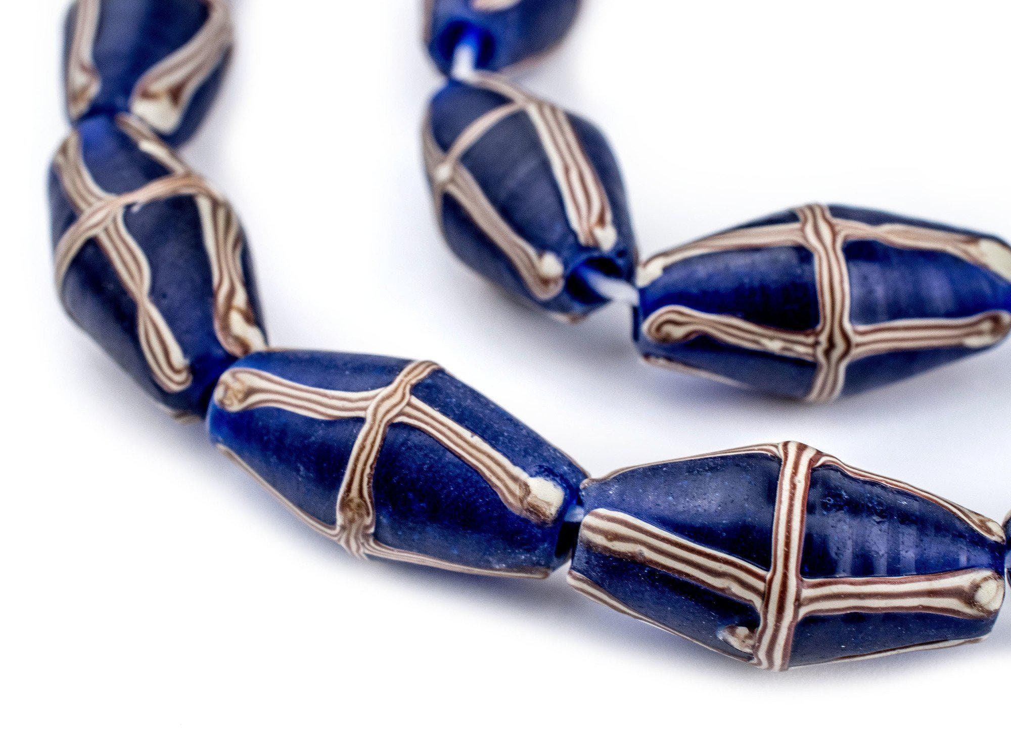 Cobalt Blue Java French Cross Beads 13mm Indonesia Bicone Glass Large Hole Cobalt Blue Java French Cross Beads 13mm Indonesia Bicone Glass Large Hole