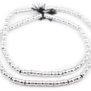95 Silver Beveled Barrel Beads - 5mm Metal Beads Spacers Jewelry Design Unusual Shape High Quality Full Strand (MET-UNU-SLV-166)