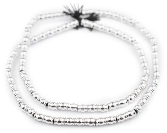 95 Silver Beveled Barrel Beads - 5mm Metal Beads Spacers Jewelry Design Unusual Shape High Quality Full Strand (MET-UNU-SLV-166)