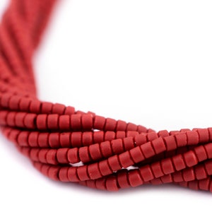 1800 Deep Red Afghani Tribal Seed Beads: Afghani Seed Beads Tiny Red Beads Matte Glass Beads Red Glass Handmade Beads (AFG-SED-RED-278)