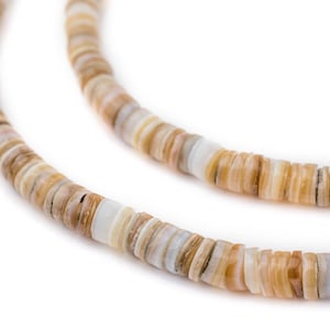 400 Beige Natural Shell Heishi Beads 5mm: Handmade Shell Beads Heishi Shaped Beads Brown Shell Beads 5mm Shell Beads Small Shell Beads