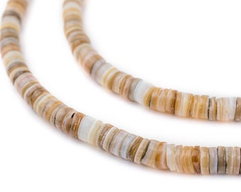 400 Beige Natural Shell Heishi Beads 5mm: Handmade Shell Beads Heishi Shaped Beads Brown Shell Beads 5mm Shell Beads Small Shell Beads
