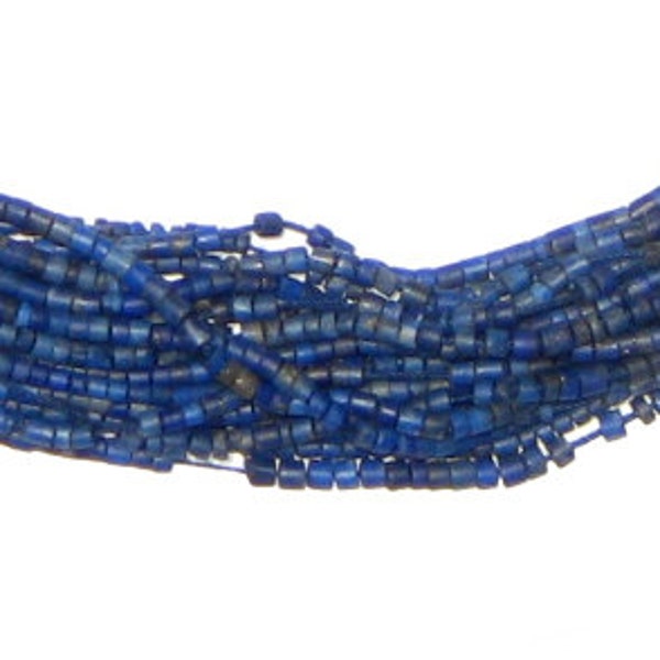 125 Tiny Lapis Lazuli Cylindrical Heishi Beads - Afghani Gemstone Beads - Jewelry Making Supplies - Made in Afghanistan * (LAP-HSHI-BLU-107)