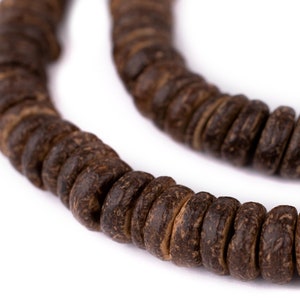 105 Chocolate Disk Coconut Shell Beads 12mm: Coconut Beads Real Coconut Coconut Disk Beads Brown Wood Beads 12mm Wood Beads Wood Disk Beads