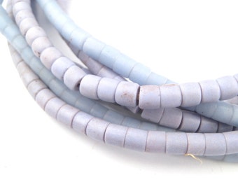 115 Old Turkana Beads - Baby Blue African Beads - Ethnic Glass Beads - Tribal Jewelry Making Supplies - Made in Ghana ** (TRK-CYL-BLU-106)