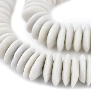94 White Ashanti Glass Saucer Beads 23mm: Ashanti Glass Beads White Ashanti Beads Huge Glass Beads White Glass Beads Saucer Shaped Beads
