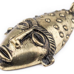 Elongated African Brass Mask Pendant 50x90mm: Brass Pendant Unique Finding Handmade Pendant Ethnic Pendant Pendant for Jewelry